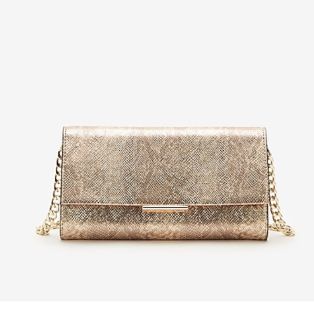 Express Gold Snakeskin Crossbody Purse